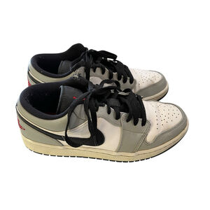 Nike Air Jordan 1 Low Sneakers Shoes Men's Size 9.5 Gray White 553558-030 Casual
